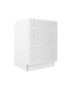 Craftsman White Shaker 3 Drawer Base Cabinet 24" Cleveland - Town Sell Cabinets