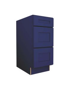 Navy Blue Shaker Three Drawer Base Cabinet 15" Cleveland - Town Sell Cabinets