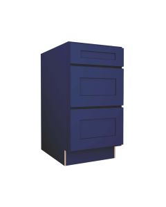 Navy Blue Shaker Three Drawer Base Cabinet 18" Cleveland - Town Sell Cabinets