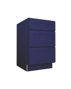 Navy Blue Shaker Three Drawer Base Cabinet 21" Cleveland - Town Sell Cabinets