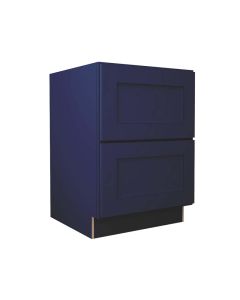 Navy Blue Shaker Two Drawer Base Cabinet 24" Cleveland - Town Sell Cabinets