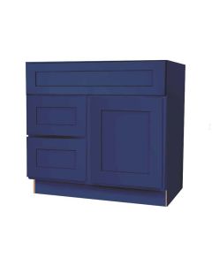 Navy Blue Shaker Vanity Sink Base Drawer Left Cabinet 30"W Cleveland - Town Sell Cabinets