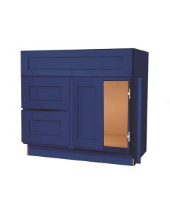 Navy Blue Shaker Vanity Sink Base Drawer Left Cabinet 36"W Cleveland - Town Sell Cabinets