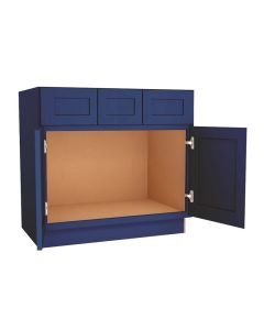 Navy Blue Shaker Vanity Sink Base Cabinet with Drawers 42"W Cleveland - Town Sell Cabinets