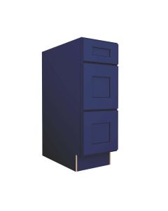 Navy Blue Shaker Vanity Three Drawer Base Cabinet 12"W Cleveland - Town Sell Cabinets