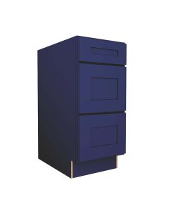 Navy Blue Shaker Vanity Three Drawer Base Cabinet 15"W Cleveland - Town Sell Cabinets