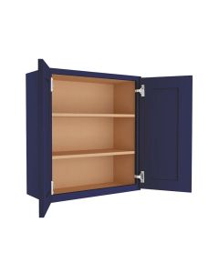 Navy Blue Shaker Wall Cabinet 27"W x 30"H Cleveland - Town Sell Cabinets