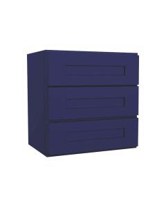 Navy Blue Shaker Three drawer wall cabinet 18"W Cleveland - Town Sell Cabinets