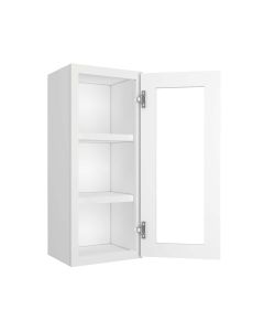 Craftsman White Shaker Wall Open Frame Glass Door Cabinet 15"W x 36"H Cleveland - Town Sell Cabinets
