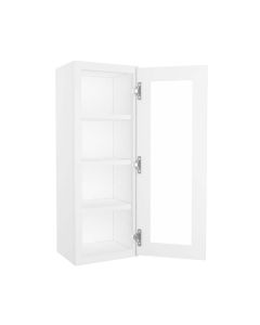 Craftsman White Shaker Wall Open Frame Glass Door Cabinet 15"W x 42"H Cleveland - Town Sell Cabinets