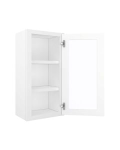 Craftsman White Shaker Wall Open Frame Glass Door Cabinet 18"W x 30"H Cleveland - Town Sell Cabinets