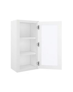 Craftsman White Shaker Wall Open Frame Glass Door Cabinet 18"W x 36"H Cleveland - Town Sell Cabinets