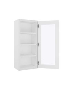 Craftsman White Shaker Wall Open Frame Glass Door Cabinet 18"W x 42"H Cleveland - Town Sell Cabinets
