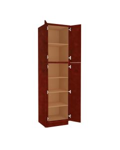 Charleston Cherry Utility Cabinet 24"W x 96"H Cleveland - Town Sell Cabinets