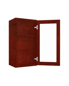 Wall Glass Door Cabinet with Finished Interior 15" x 30" Cleveland - Town Sell Cabinets