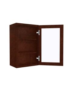 Wall Mullion Glass Door Cabinet with Finished Interior 18" x 30" Cleveland - Town Sell Cabinets