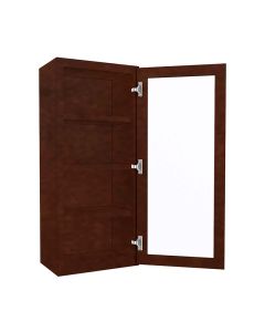 Wall Mullion Glass Door Cabinet with Finished Interior 18" x 42" Cleveland - Town Sell Cabinets