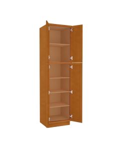 Charleston Toffee Utility Cabinet 24"W x 96"H Cleveland - Town Sell Cabinets