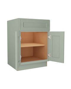 Craftsman Lily Green Shaker B24 - Double Door / Single Drawer Base Cabinet Cleveland - Town Sell Cabinets