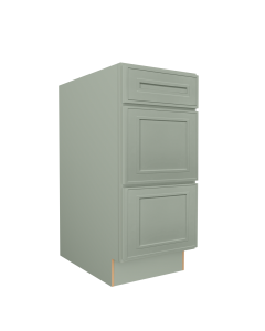 Craftsman Lily Green Shaker 3 Drawer Base Cabinet 12" Cleveland - Town Sell Cabinets