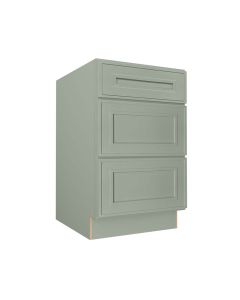 Craftsman Lily Green Shaker Drawer Base Cabinet 21" Cleveland - Town Sell Cabinets