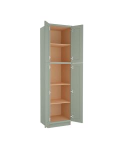 Craftsman Lily Green Shaker Utility Cabinet 24"W x 84"H Cleveland - Town Sell Cabinets