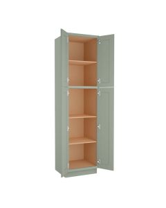 Craftsman Lily Green Shaker Utility Cabinet 24"W x 90"H Cleveland - Town Sell Cabinets