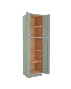 Craftsman Lily Green Shaker Utility Cabinet 24"W x 96"H Cleveland - Town Sell Cabinets