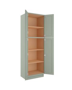 Craftsman Lily Green Shaker Utility Cabinet 30"W x 84"H Cleveland - Town Sell Cabinets
