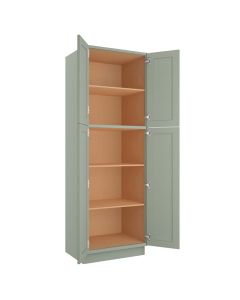 Craftsman Lily Green Shaker Utility Cabinet 30"W x 90"H Cleveland - Town Sell Cabinets
