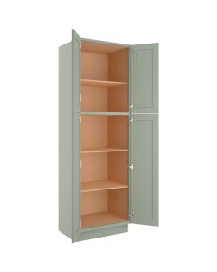 Craftsman Lily Green Shaker Utility Cabinet 30"W x 96"H Cleveland - Town Sell Cabinets