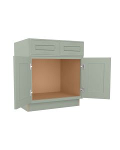 Craftsman Lily Green Shaker Vanity Sink Base Cabinet 30" Cleveland - Town Sell Cabinets