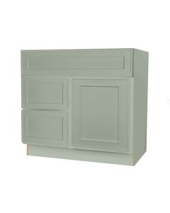 Craftsman Lily Green Shaker Vanity Sink Base Drawer Left Cabinet 30" Cleveland - Town Sell Cabinets