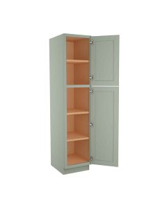 Craftsman Lily Green Shaker Vanity Linen Utility Cabinet 18"W x 80"H Cleveland - Town Sell Cabinets