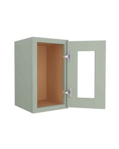 Craftsman Lily Green Shaker Wall Beveled Glass Door with Finished Interior 12" x 12" Cleveland - Town Sell Cabinets
