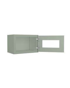 Craftsman Lily Green Shaker Wall Beveled Glass Door with Finished Interior 18" x 12" Cleveland - Town Sell Cabinets