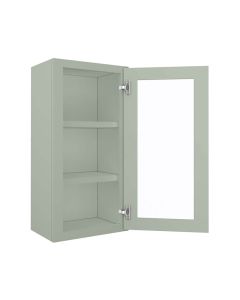 Craftsman Lily Green Shaker Wall Open Frame Glass Door Cabinet 18"W x 30"H Cleveland - Town Sell Cabinets