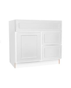 Craftsman White Shaker Vanity Sink Base Drawer Right Cabinet 30" Cleveland - Town Sell Cabinets