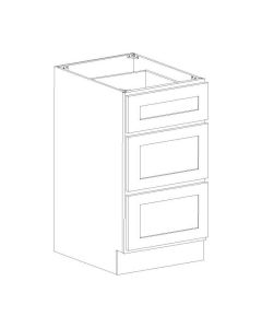 Summit Shaker White Three Drawer Base Cabinet 12" Cleveland - Town Sell Cabinets
