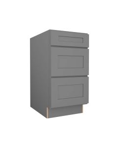 Grey Shaker Elite Three Drawer Base Cabinet 18" Cleveland - Town Sell Cabinets