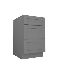 Grey Shaker Elite Three Drawer Base Cabinet 21" Cleveland - Town Sell Cabinets