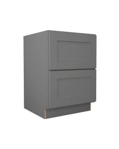 Grey Shaker Elite Two Drawer Base Cabinet 24" Cleveland - Town Sell Cabinets
