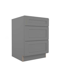 Grey Shaker Elite Three Drawer Base Cabinet 24" Cleveland - Town Sell Cabinets
