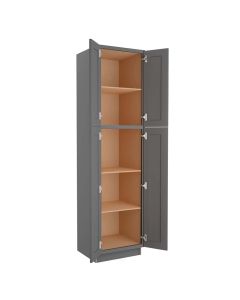 Grey Shaker Elite Utility Cabinet 24"W x 96"H Cleveland - Town Sell Cabinets