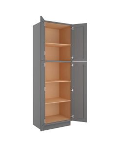 Grey Shaker Elite Utility Cabinet 30"W x 96"H Cleveland - Town Sell Cabinets