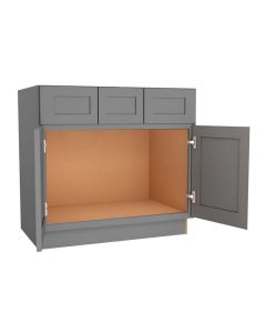 Grey Shaker Elite Vanity Sink Base Cabinet with Drawers 36"W Cleveland - Town Sell Cabinets