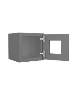 Grey Shaker Elite Wall Open Frame Glass Door Cabinet  12"W x 12"H Cleveland - Town Sell Cabinets