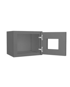 Grey Shaker Elite Wall Open Frame Glass Door Cabinet  15"W x 12"H Cleveland - Town Sell Cabinets