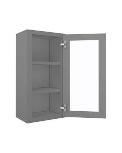 Grey Shaker Elite Wall Open Frame Glass Door Cabinet  18"W x 30"H Cleveland - Town Sell Cabinets
