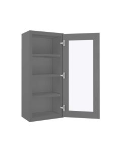 Grey Shaker Elite Wall Open Frame Glass Door Cabinet  18"W x 42"H Cleveland - Town Sell Cabinets